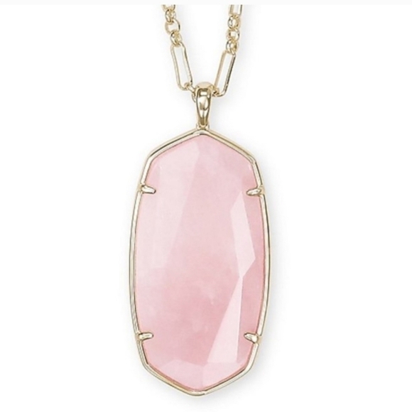 Kendra Scott Reid Long Pendant Necklace in Rose Quartz NWOT - Picture 2 of 6